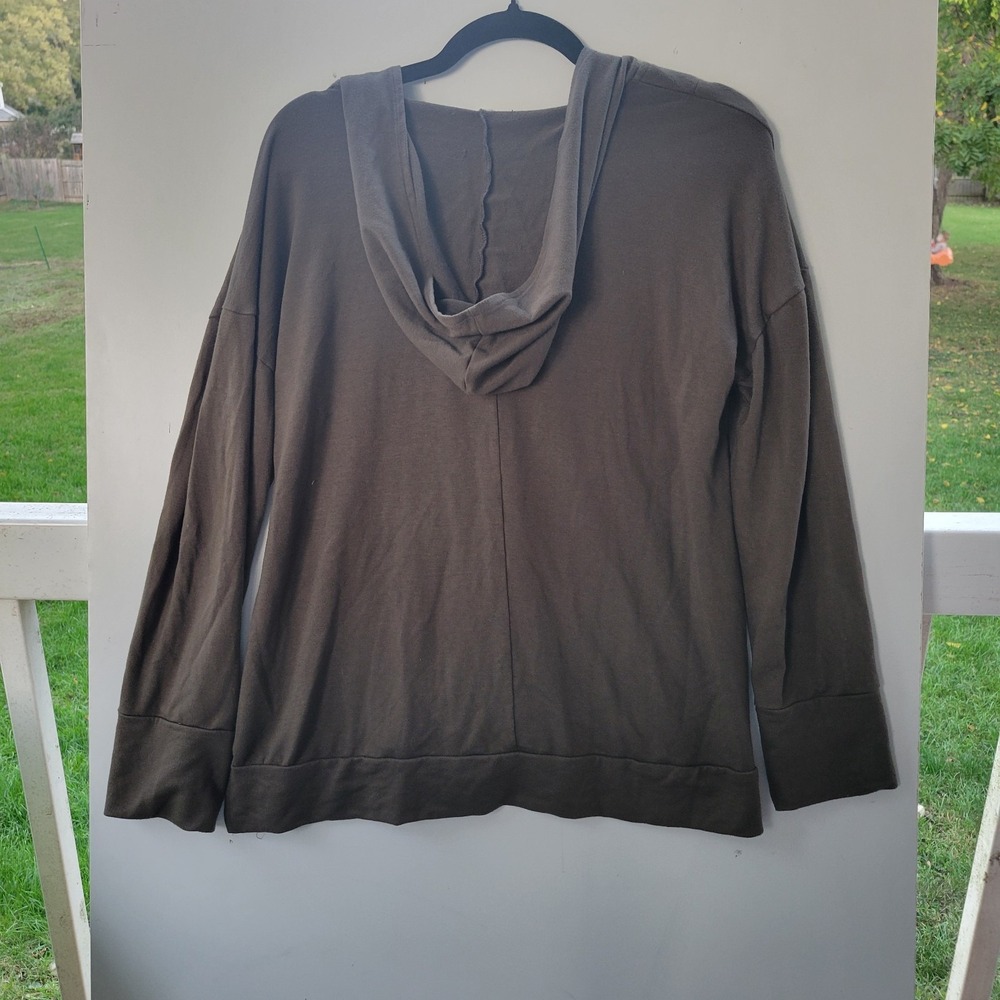 Cable & Gauge Lace Up Hoodie Womens Q Olive Green Excellent Grommet Pullover - Picture 7 of 7